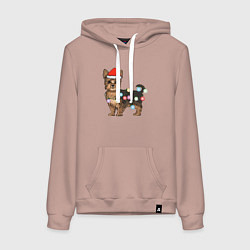 Женская толстовка-худи Йоркширский терьер новогодний