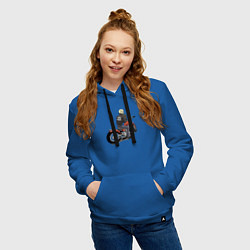 Толстовка-худи хлопковая женская Наикрутейший байкер, цвет: синий — фото 2