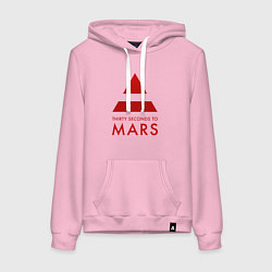 Толстовка-худи хлопковая женская 30 Seconds to Mars - Рок, цвет: светло-розовый