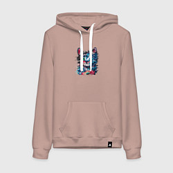 Толстовка-худи хлопковая женская Космический кот Space cat, цвет: пыльно-розовый