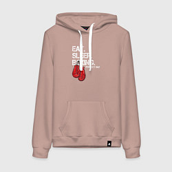 Женская толстовка-худи Есть Спать Боксировать Прекрасный день