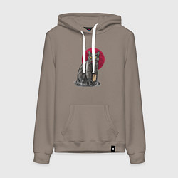 Женская толстовка-худи Кот программист и мышка