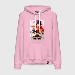Толстовка-худи хлопковая женская One Piece Monkey Большой Куш Манки, цвет: светло-розовый