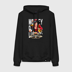 Толстовка-худи хлопковая женская One Piece Monkey Большой Куш Манки, цвет: черный