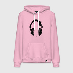 Толстовка-худи хлопковая женская Headphones наушники, цвет: светло-розовый