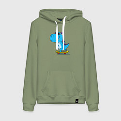 Женская толстовка-худи Динозавр скейтбордист