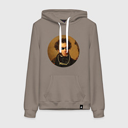 Толстовка-худи хлопковая женская Пушка!, цвет: утренний латте