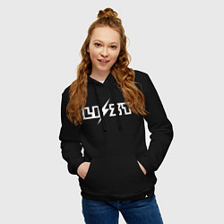 Толстовка-худи хлопковая женская Ференц Лист Белая Надпись, цвет: черный — фото 2