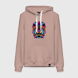Толстовка-худи хлопковая женская Color lion Neon, цвет: пыльно-розовый