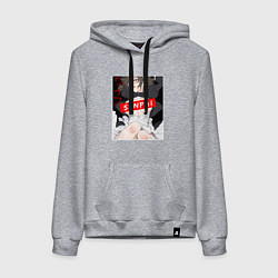 Толстовка-худи хлопковая женская Девушка и надпись Senpai Ahegao, цвет: меланж