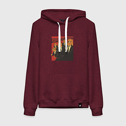 Толстовка-худи хлопковая женская Бешеные псы пародия Reservoir Dogs parody, цвет: меланж-бордовый