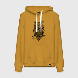 Женская толстовка-худи Черная сова в узорах