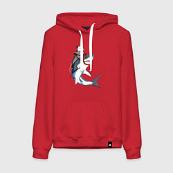 Женская толстовка-худи Опоссум верхом на акуле