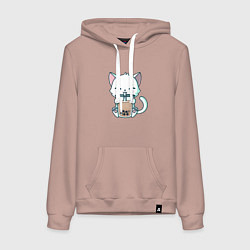 Женская толстовка-худи Котик с бабл ти