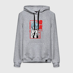 Толстовка-худи хлопковая женская Рей Аянами ПИЛОТЫ ЕВЫ 00, цвет: меланж