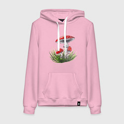 Женская толстовка-худи Мухоморы в траве