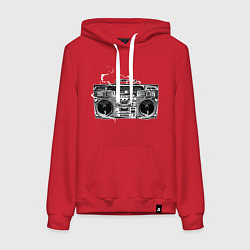 Толстовка-худи хлопковая женская Wu-Tang Boombox, цвет: красный