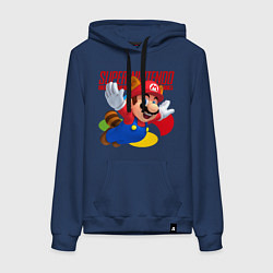Толстовка-худи хлопковая женская SNES - Mario, цвет: тёмно-синий