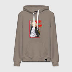 Толстовка-худи хлопковая женская МАЙКИ - САНО МАНДЗИРО ТОКИЙСКИЕ МСТИТЕЛИ, цвет: утренний латте