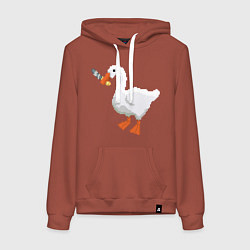 Женская толстовка-худи Гусь с ножом опасный , PixelArt