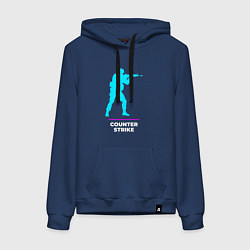 Толстовка-худи хлопковая женская Символ Counter Strike в неоновых цветах, цвет: тёмно-синий