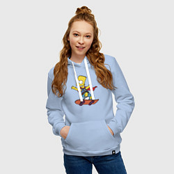 Толстовка-худи хлопковая женская Барт Симпсон - крутой скейтер, цвет: мягкое небо — фото 2