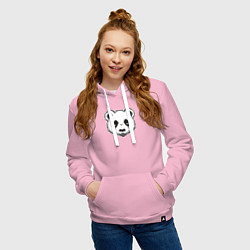 Толстовка-худи хлопковая женская Голова милой панды, цвет: светло-розовый — фото 2