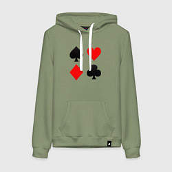 Женская толстовка-худи Четыре масти игральных карт