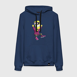 Толстовка-худи хлопковая женская Барт Симпсон в прыжке, цвет: тёмно-синий