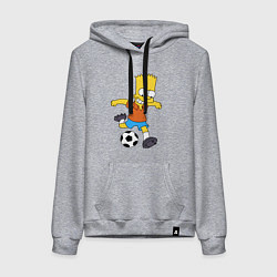 Женская толстовка-худи Барт Симпсон бьёт по футбольному мячу