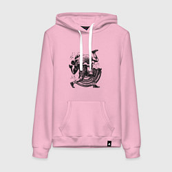 Толстовка-худи хлопковая женская Борьба, цвет: светло-розовый