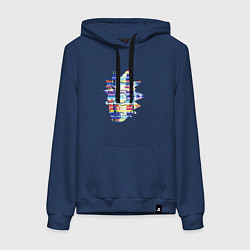Толстовка-худи хлопковая женская Glitchy Rick, цвет: тёмно-синий
