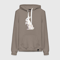 Женская толстовка-худи Белый милый кролик