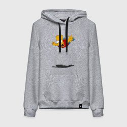 Толстовка-худи хлопковая женская Барт Симпсон - падение, цвет: меланж