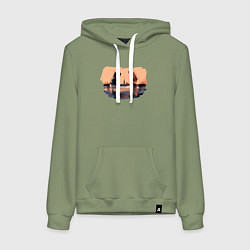 Толстовка-худи хлопковая женская Закат в Питере, цвет: авокадо