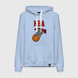 Толстовка-худи хлопковая женская Basketball - NBA logo, цвет: мягкое небо