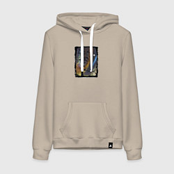 Женская толстовка-худи Кошки на дереве и северное сияние