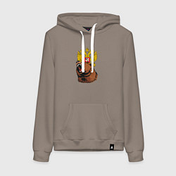 Женская толстовка-худи Патриотичный медведь на фоне герба