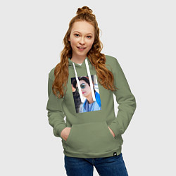 Толстовка-худи хлопковая женская Тигренок Ви, цвет: авокадо — фото 2