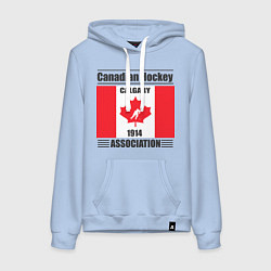 Толстовка-худи хлопковая женская Федерация хоккея Канады, цвет: мягкое небо