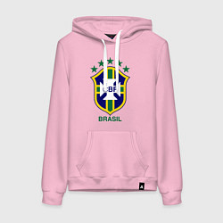Толстовка-худи хлопковая женская Brasil CBF, цвет: светло-розовый