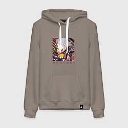 Толстовка-худи хлопковая женская Итто Аратаки Первый и величайший предводитель банд, цвет: утренний латте