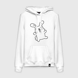 Толстовка-худи хлопковая женская Happy Bunny, цвет: белый