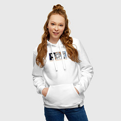 Толстовка-худи хлопковая женская Мисато, Аска, Рэй, цвет: белый — фото 2