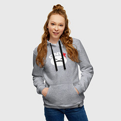 Толстовка-худи хлопковая женская Onyx logo white, цвет: меланж — фото 2