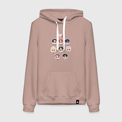 Толстовка-худи хлопковая женская Stray Kids Chibi, цвет: пыльно-розовый