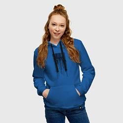 Толстовка-худи хлопковая женская Зебра - штрих код, цвет: синий — фото 2