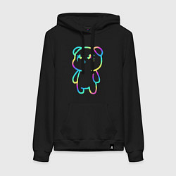 Толстовка-худи хлопковая женская Cool neon bear, цвет: черный