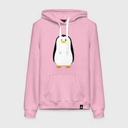 Толстовка-худи хлопковая женская Красивый пингвин, цвет: светло-розовый