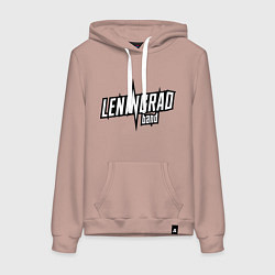 Толстовка-худи хлопковая женская Группировка ленинград логотип, цвет: пыльно-розовый